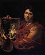 Adriaen van der werff Self-Portrait with a Portrait of his Wife,Margaretha van Rees,and their Daughter,Maria oil painting on canvas